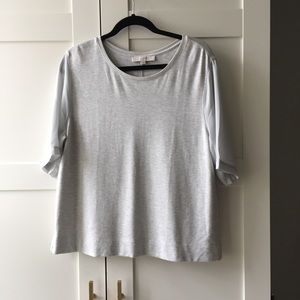 Loft Knit Top with Contrasting Fabric Sleeves